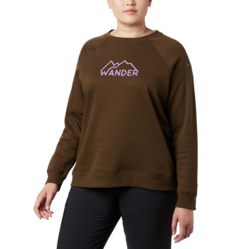 Dámské Mikiny Columbia Hart Mountain Long Sleeve Graphic Crew Plus Size Olivy Zelené FABPVX083